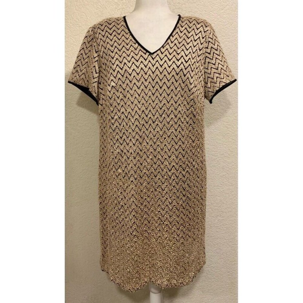 Virgo Women Vintage 90s Gold Shift Evening Dress